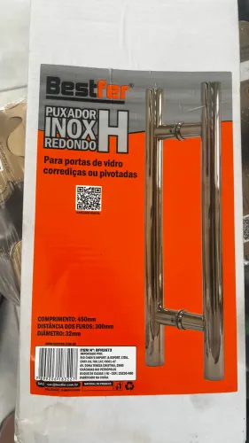 Puxador Inox Redondo H Bestfer para Porta de Vidro - Novo