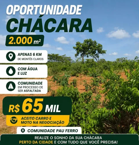 CHÁCARA À VENDA - 2.000 m² | APENAS R$ 65 MIL!