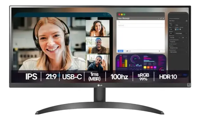 Monitor LG UltraWide - Tela IPS de 29" com suporte articulado