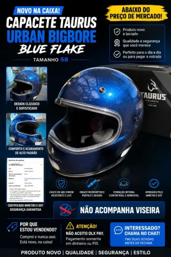 Capacete Moto Taurus Urban 58 Novo