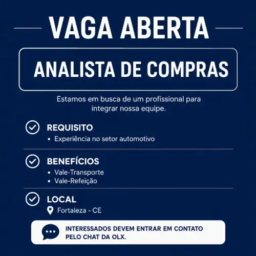VAGA ANALISTA DE COMPRAS SETOR AUTOMOTIVO
