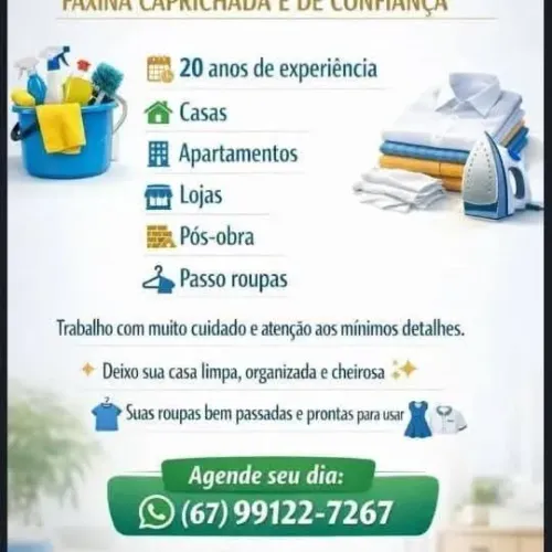 Faxina completa e nos mínimos detalhes 