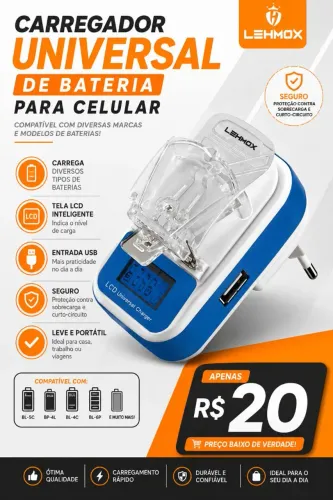 Carregador universal de bateria celular