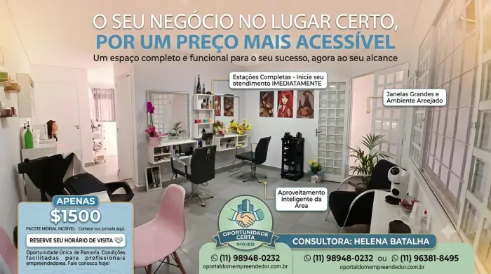 Espaço de Beleza Pronto para Cabeleireira