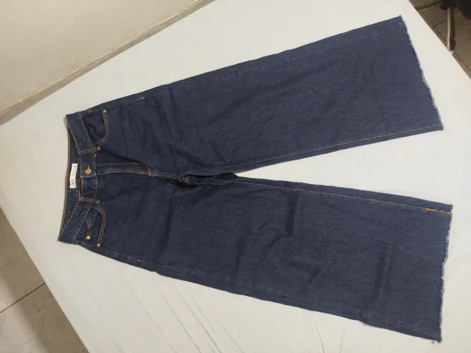 Calça ZARA Nova Azul Wide Leg Tam Bra 38 Tam Eur 36 (Comprada na Espanha)