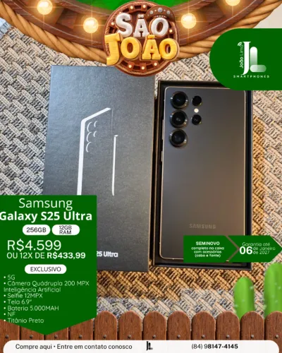 GALAXY S25 ULTRA, 5G, 256GB, 12GB RAM, SEMINOVO NA GARANTIA, EXCLUSIVO!