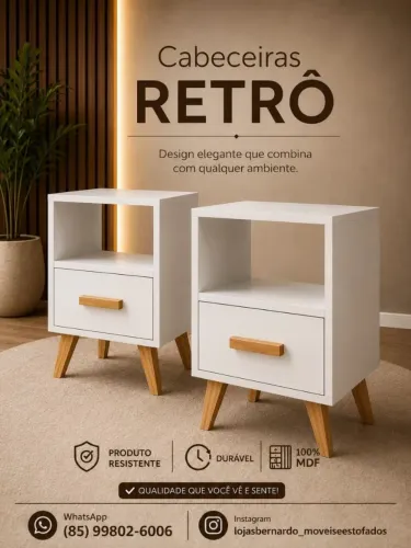 Criado mudo NOVO - MDF 12x R$16,58 Cabeceira Retrô 