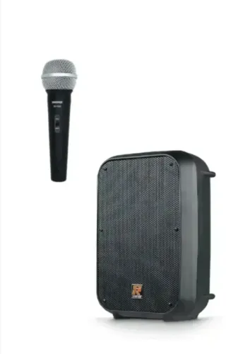 KIT- Caixa Ativa Sr-88a Staner 85W + Microfone Shure SV100
