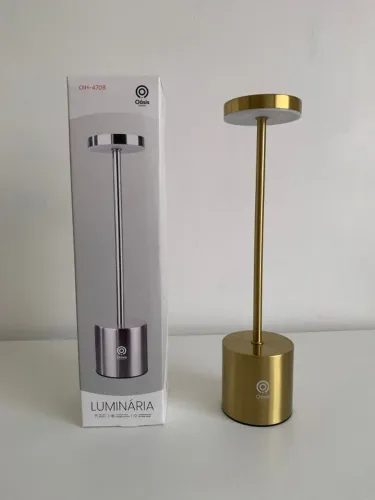 Luminária Touch Led Sem Fio Mesa Recarregável Luxo Dourada