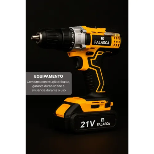 PARAFUSADEIRA E FURADEIRA A BATERIA PF21B2 21V COM DUAS BATERIAS F02 4979 - FALASCA