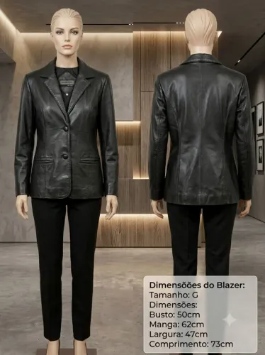 Blazer Feminino - em Couro Legítimo|Tamanho G| Marca Couro Pele | NOVÍSSIMO!