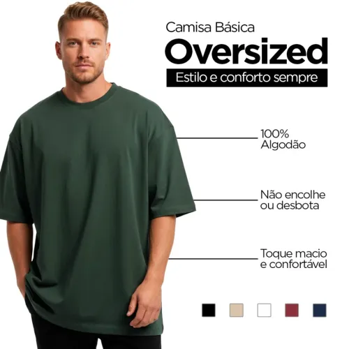 3 Blusa Masculinas Algodão Oversized