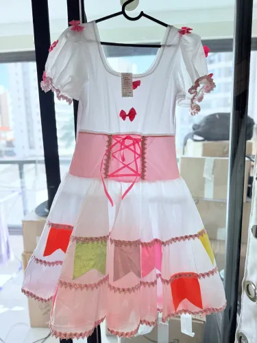 Vestido Festa Junina De Noiva Adulta Luxo Com Tiara De Véu