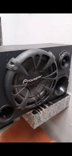 Caixa de som automotiva Pioneer completa - subwoofer + corneta + módulo