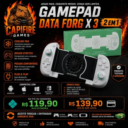 Gamepad Data Frog x3 2 em 1 com Cooler - Novo na Caixa