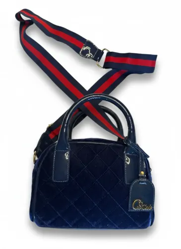 Bolsa de veludo Carmen Stefans original azul marinho