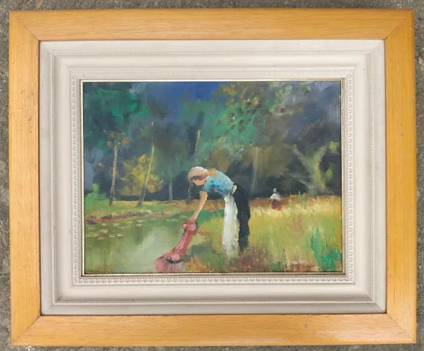 Quadro Pintura Óleo Sobre Tela "Lavadeiras" - Nilson Sampaio (1995)