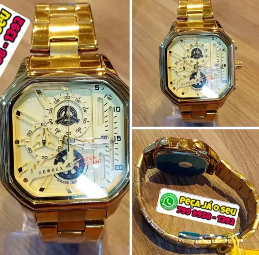 Relógio cronógrafo funcional Dourado