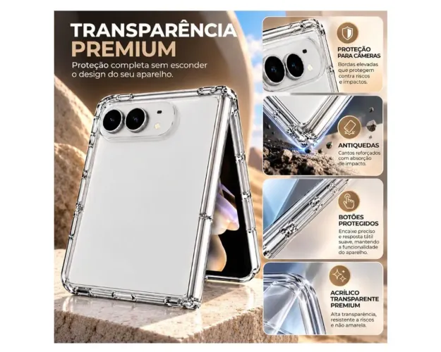 Capa Transparente para iPhone 18  Duo - Case Premium em Acrílico, Anti-Impacto 