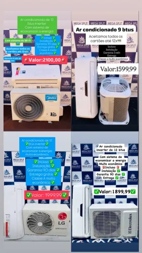 Ar condicionado de 9 btus 12 btus inverter: incluso instalação, garantia 90 dias , 