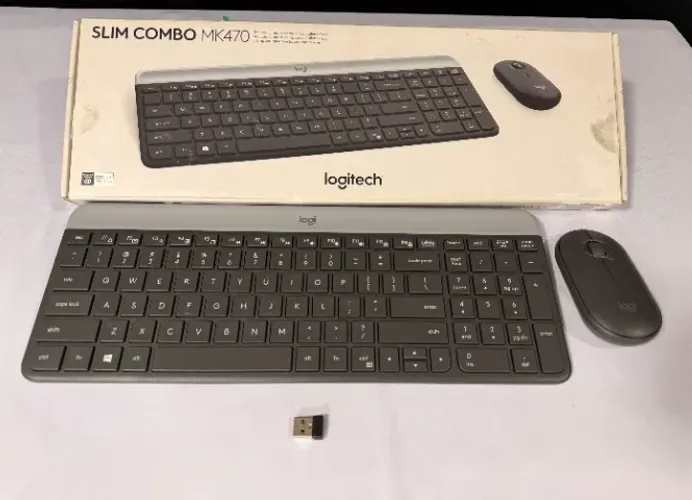Kit Teclado e Mouse Sem Fio Logitech MK470 Slim Grafite Original