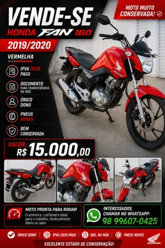 VENDO - Honda CG 160 Fan/Titan Flex - Vermelha (Único Dono/COHAYTAC)