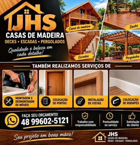 Casas de madeira deck e pergolados.