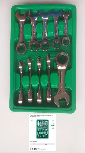 Jogo chave combinada curta catraca 10 a 19mm  Sata