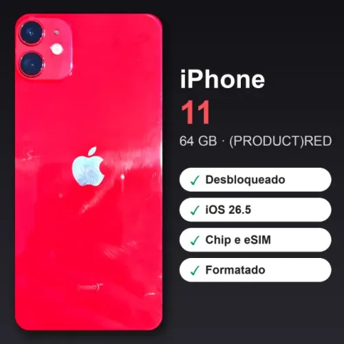 iPhone 11 64GB Vermelho (PRODUCT)RED Desbloqueado