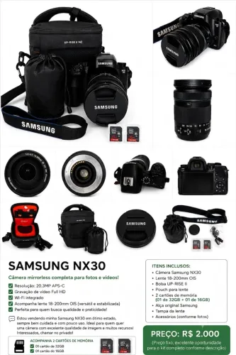 Câmera Samsung NX30 + Lente 18-200mm OIS (Ótimo Estado)