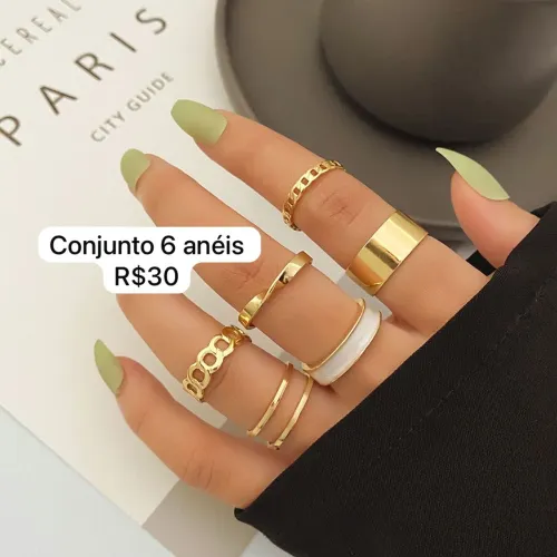 CONJUNTO 6 ANÉIS AJUSTÁVEIS POR R$30