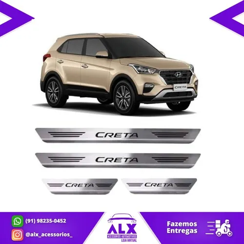 Soleira Protetora Aço Inox Hyundai Creta 2017 à 2021 - Fácil instalação