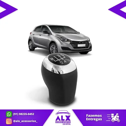 Bola de Câmbio Hyundai Hb20 / Hb20S / Hb20X 1.6 - Preta C/ Aro Cromado