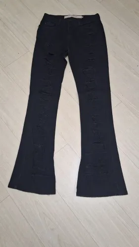 Calça preta brim destroyed Redley