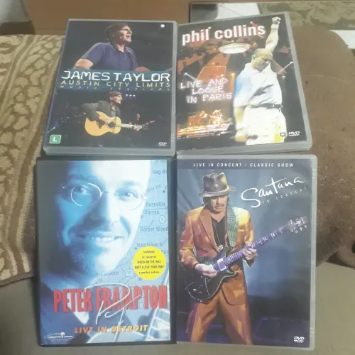 04 DVDs de Música - Phil Collins, James Taylor, Santana, Peter Frampton