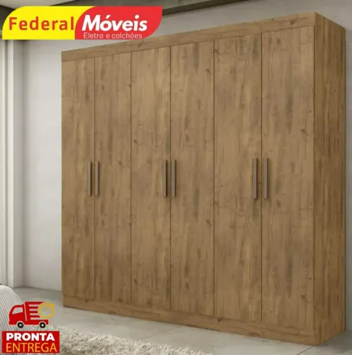 Guarda Roupa 6 Portas 2 Gavetas 100%MDF Novo Pronta Entrega