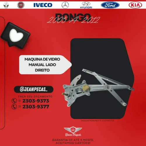 maquina vidro manual direito - kia bongo 2005 a 2012