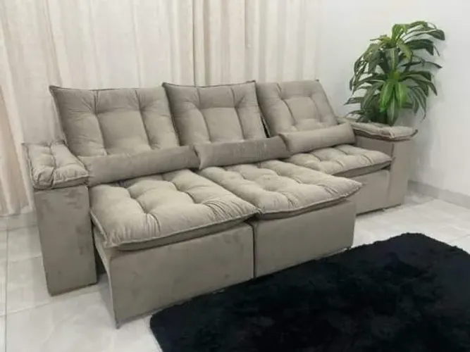 Sofá retrátil reclinavel Atenas 2.70m veludo ld G10