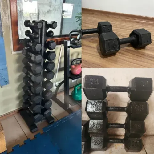 kit halteres e barras e anilhas para treino/musculação