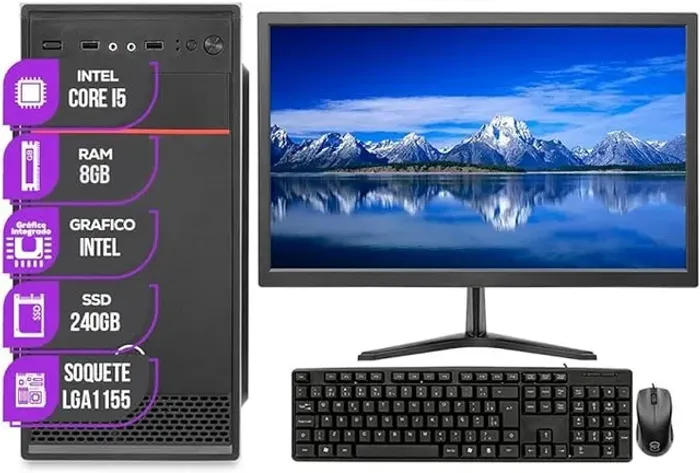 cpu completa intel core i3 8gb de memoria ram ssd nvme 120gb + monitor 20