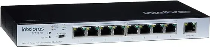 Switch 9 Portas Fast, Intelbras, SF 900 PoE, Preta