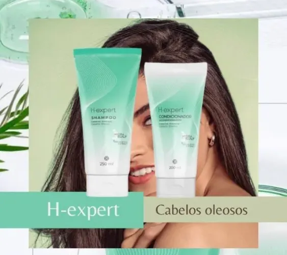 H-Expert cabelos oleosos com extrato de Melaleuca e PCA de zinco, colágeno vegetal.