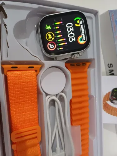 Smartwatch ultra com pulseira extra laranja 
