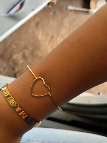 Pulseira de coração em ouro