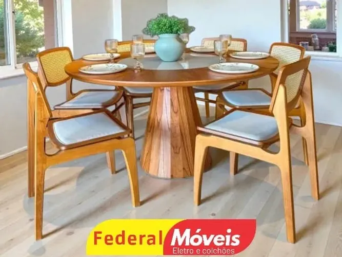 MESA 1,50m Centro Giratório C/ 6 CADEIRA COM TELINHA SUPER OFERTA