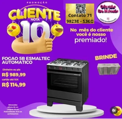 Fogão 5 Bocas Chame 7 1 9 82 38 final 536O/Entrega Grátis/Diversos Modelos Lindos na Promo