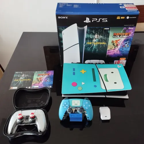 Ps5 slim 2 controles + acessórios 