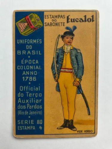 Estampa do sabonete Eucalol - Uniformes do Brasil Colonial 1786 - Série 80 - Estampa 4