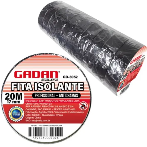 Fita Isolante Profissional 20m com 10 unidades