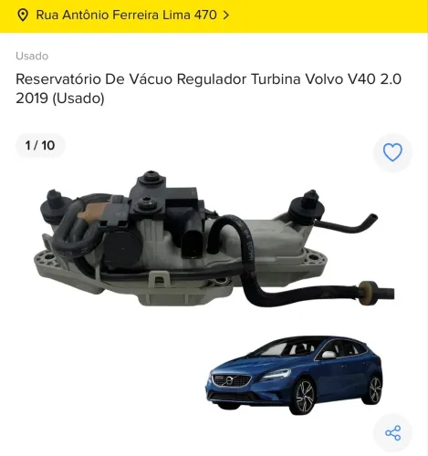 Reservatório de Vácuo Regulador Turbina Volvo V40 2.0